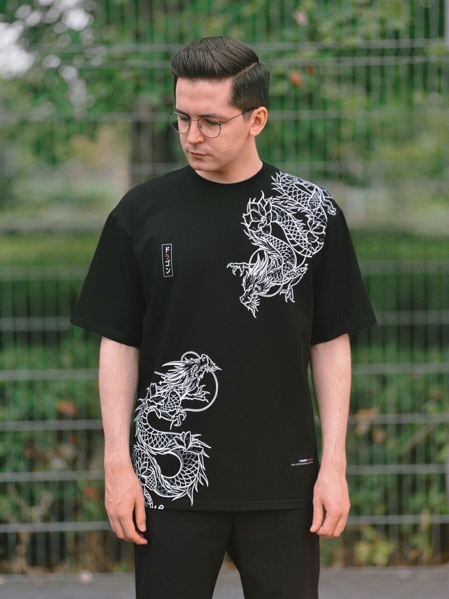 Футболка-oversize "Dragons black",  XL