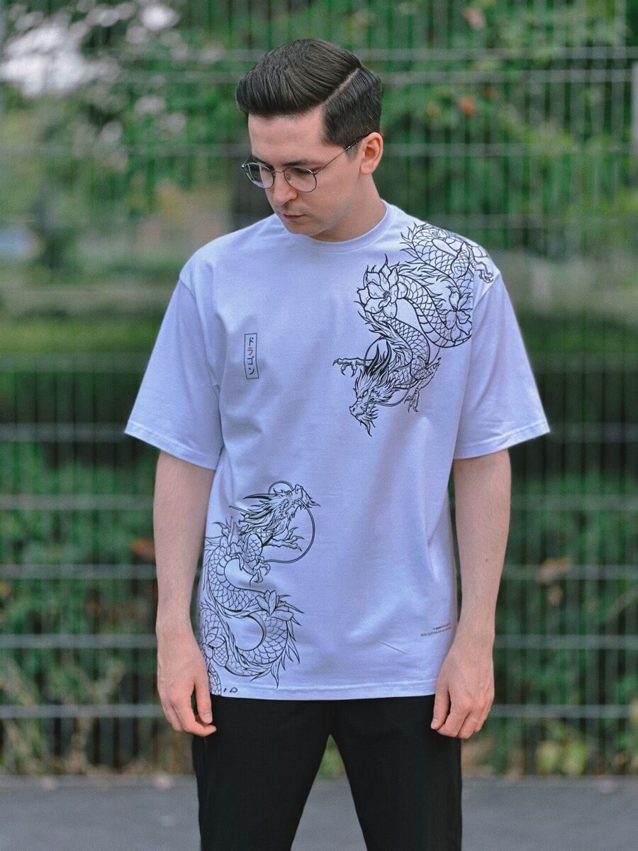 Футболка-oversize "Dragons white", M